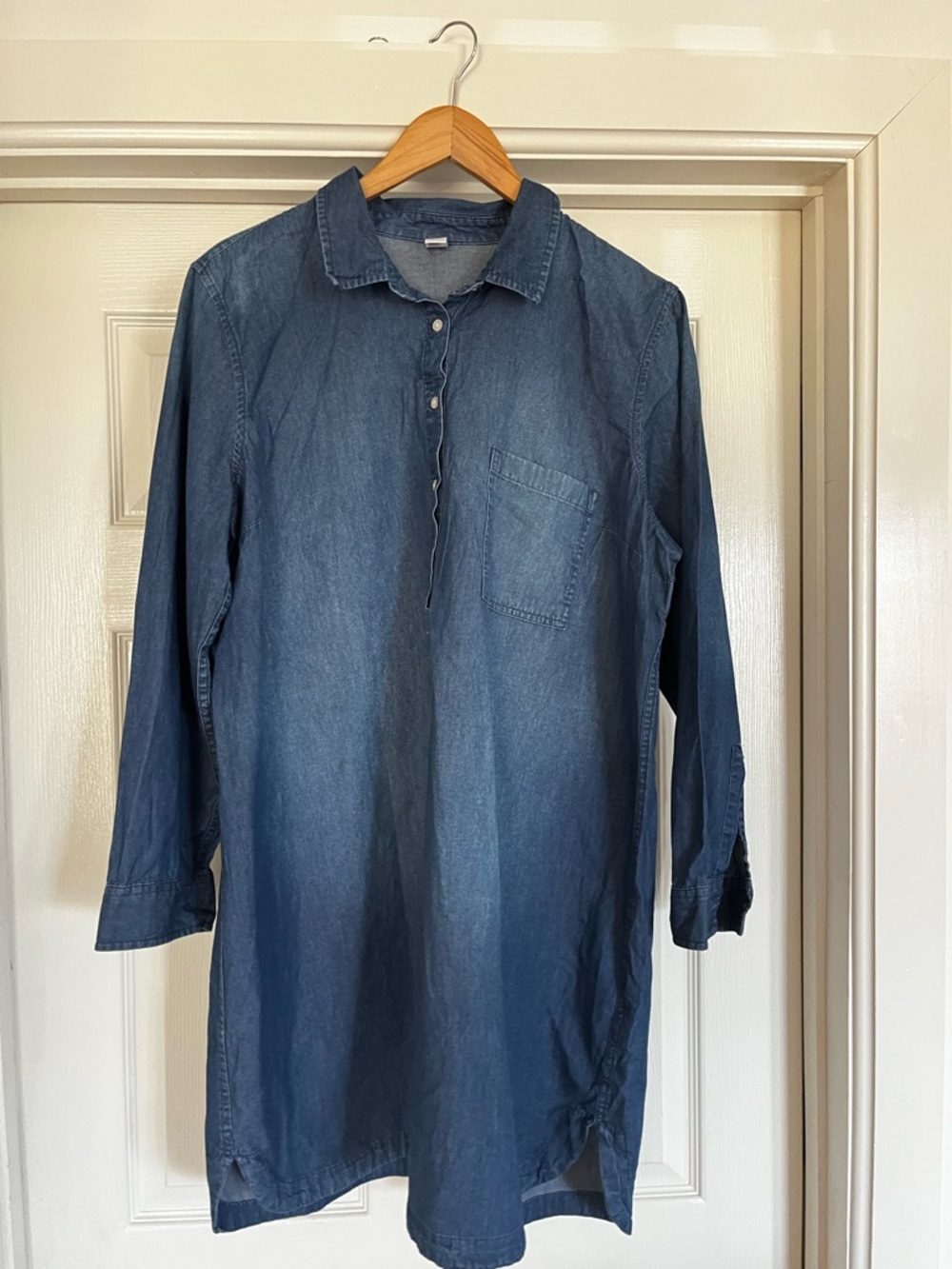 Old Navy Blue Denim Casual Button-Down Shirt Tunic